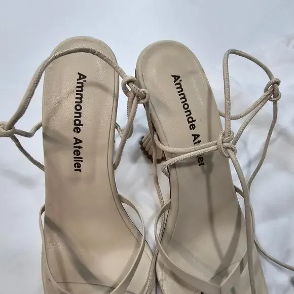 A'mmonde Atelier Anastassia 100 Ankle Tie in Ivory
